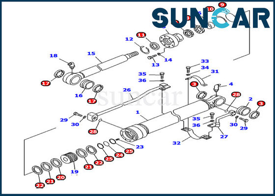 707-99-69620 Bộ dụng cụ sửa chữa thủy lực Bộ làm kín xi lanh cánh tay Komatsu PC1000-1 Bộ phận bên trong