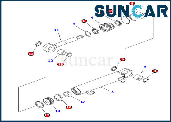 707-98-03400 Bộ làm kín xi lanh xô phù hợp với Komatsu PC10MR-1 Sửa chữa xi lanh thủy lực