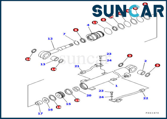 Komatsu PC03-2 Boom Cylinder Seal Kit 707-98-03450 Bộ sửa chữa Mẫu Phụ tùng thay thế bên trong