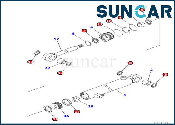 707-98-03460 Bộ dụng cụ làm kín cho máy xúc Komatsu PC03-2 Bộ dụng cụ làm kín dầu bên trong xi lanh cánh tay