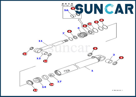 Niêm phong máy xúc 707-98-10820 Bộ dụng cụ làm kín xi lanh cánh tay PC10MR-1 Bộ phận bên trong Komatsu