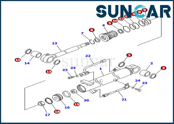 707-98-10940 Bộ dụng cụ sửa chữa xi lanh Komatsu Boom cho Bộ phận bên trong máy xúc PC10MR-1