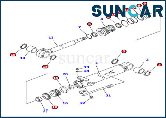 Bộ làm kín thủy lực 707-98-13880 Bộ dịch vụ xi lanh bùng nổ cho máy xúc Komatsu PC10UU-3