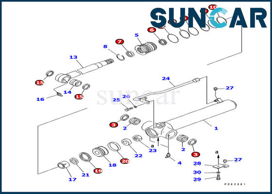 Bộ làm kín xi lanh cánh tay 707-98-14460 cho Bộ dịch vụ làm kín dầu máy xúc Komatsu PC12UU-2