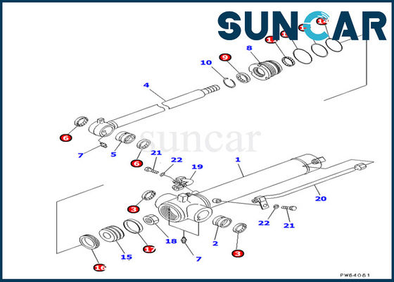 707-98-22820 Bộ làm kín xi lanh cánh tay Bộ công cụ dịch vụ Komatsu Phù hợp với kiểu máy xúc PC20MR-1 PC30UU-3