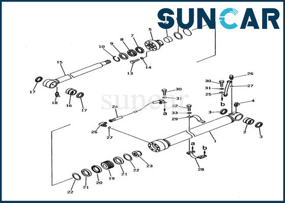 707-99-26620 Bộ dịch vụ xi lanh gầu thủy lực PC60-6 Bộ dụng cụ thay thế xi lanh Komatsu