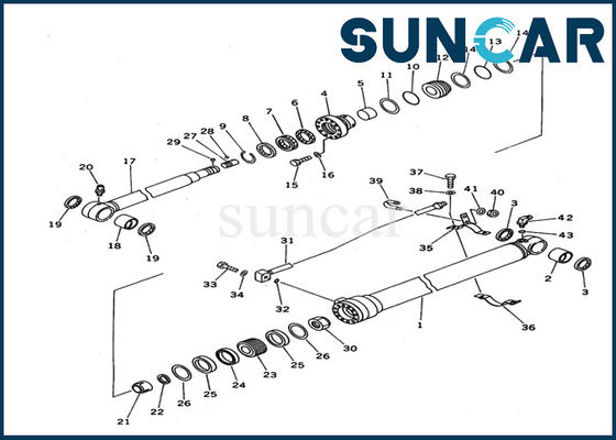 707-99-36620 Bộ dụng cụ làm kín xi lanh cánh tay máy xúc Komatsu PC100N-6 Bộ phận bên trong lắp ráp xi lanh
