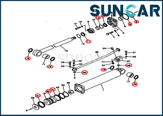 Bộ phận máy ủi 131-63-05040 Nâng Bộ làm kín xi lanh thủy lực D53S-16 Bộ dụng cụ sửa chữa Komatsu