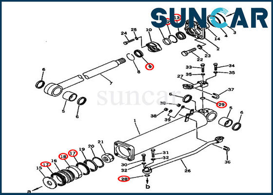 Con dấu thủy lực 135-63-05060 Bộ con dấu nâng Bộ dụng cụ thay thế xi lanh cho D57S-1B D57S-1 Komatsu