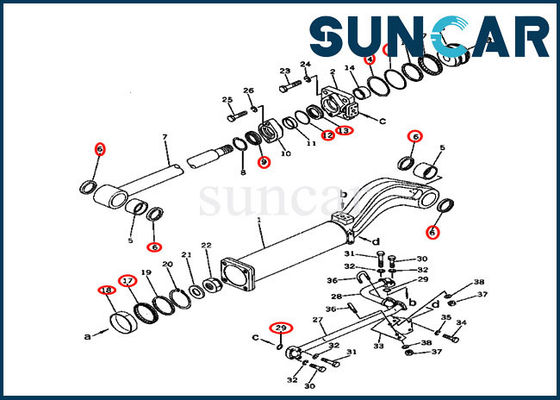 Bộ làm kín dầu thủy lực 135-63-05030 Bộ sửa chữa con dấu xi lanh đổ cho máy ủi D57S-1 Komatsu