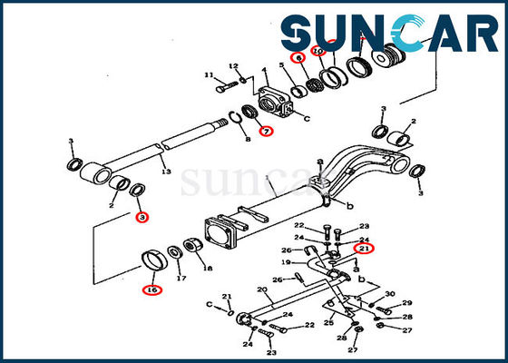 135-63-05010 Dump Seal Kit Bộ bảo dưỡng xi lanh Phù hợp với D57S-1 Máy xúc bánh xích Komatsu