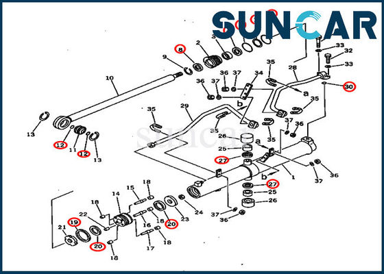 D60A-8 Bộ dụng cụ làm kín Komatsu 707-98-36450 Bộ sửa chữa xi lanh nâng lưỡi thủy lực 7079836450