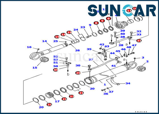 PC1250-7 Komatsu Khả năng chống dầu của máy xúc Bộ dụng cụ làm kín 707-99-69670 Bộ dụng cụ bảo dưỡng cánh tay xi lanh thủy lực