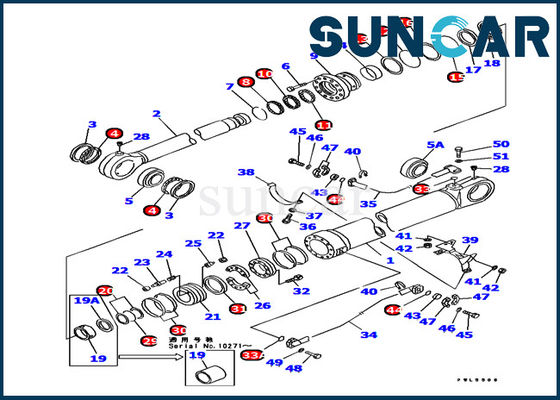 Chống mài mòn 707-99-77230 Komatsu PC1000-1 Bộ xi lanh niêm phong bộ phận bên trong máy xúc