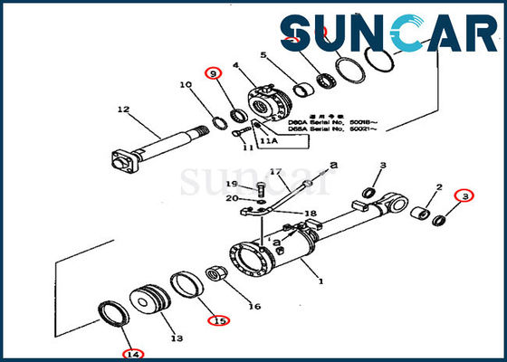 Máy ủi 707-98-60100 Bộ làm kín xi lanh nghiêng lưỡi D60A-11 Phụ tùng sửa chữa Komatsu