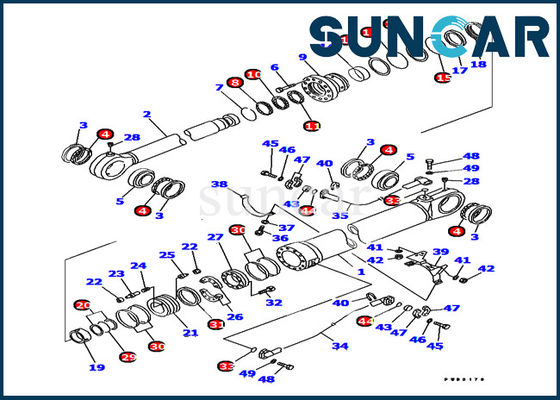 Komatsu 707-99-78630 Bộ công cụ làm kín xi lanh thùng Bộ bảo dưỡng PC1000-1 Bộ đóng gói máy xúc