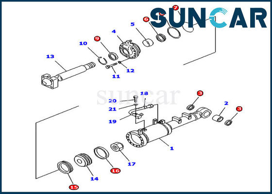 707-98-52140 Xi lanh nghiêng Bộ con dấu sửa chữa thủy lực Komatsu cho Máy ủi nghiêng thẳng D61EX-12