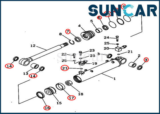 707-98-40020 Bộ dụng cụ sửa chữa xi lanh cắt 7079840020 Bộ dụng cụ làm kín phù hợp với Komatsu D65EX-12