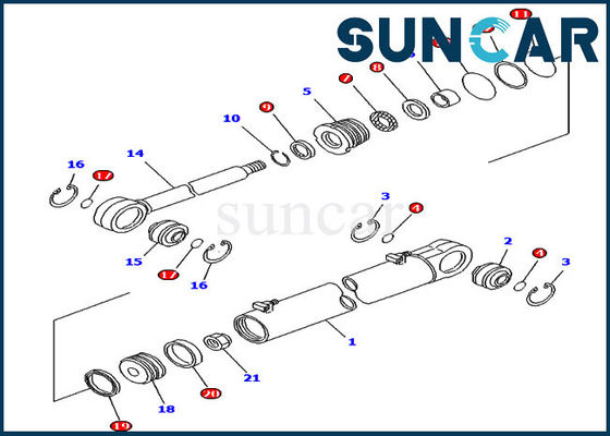 Bộ dịch vụ xi lanh góc 707-99-35170 Bộ làm kín dầu thủy lực cho máy xúc bánh xích Komatsu D61EX-12