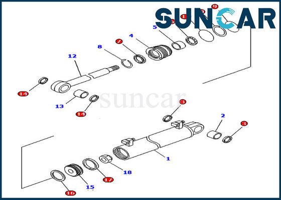 Bộ bịt kín xi lanh nâng 707-98-34580 Bộ dụng cụ thay thế Komatsu cho máy ủi nghiêng góc nguồn điện