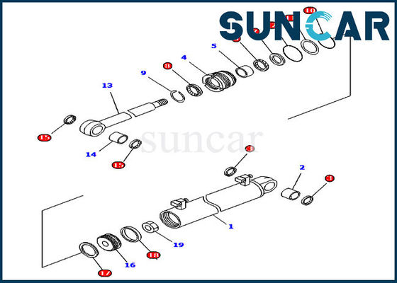 Bộ niêm phong nâng 707-99-34600 Bộ làm kín xi lanh Komatsu D61PX-12 Máy nghiêng điện góc nguồn