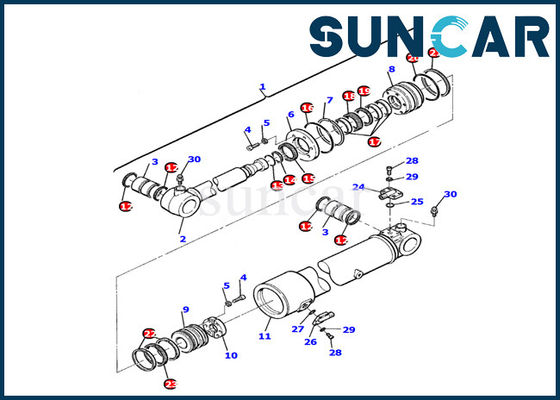 Bộ dụng cụ làm kín xi lanh cánh tay thủy lực 21D-61-13160 cho Bộ thay thế bên trong kiểu mẫu Komatsu PC110R-1