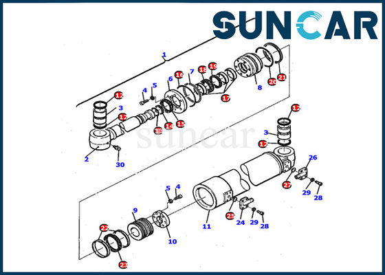 PC110R-1 Bộ sửa chữa bên trong máy xúc Komatsu 21D-61-14140 Boom Swing Cylinder Seal Kit