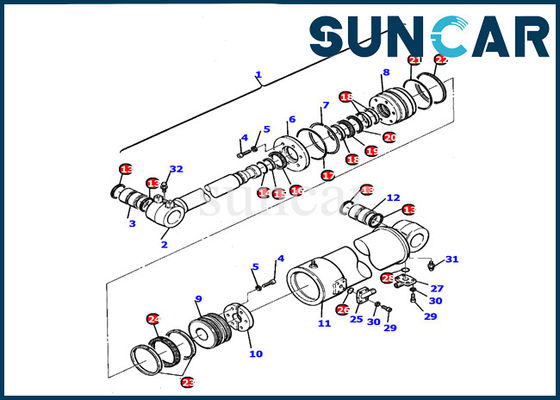 Bộ đệm kín xi lanh hình lưỡi Komatsu 21D-61-15170 Bộ miếng đệm PC110R-1 Bộ dịch vụ sửa chữa máy xúc