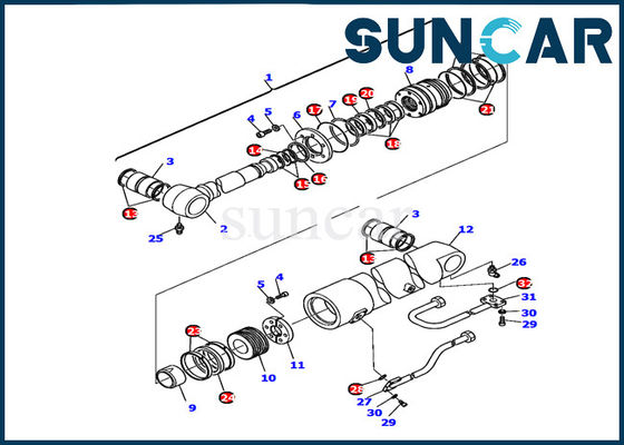 Chống mài mòn 226-61-11220 Komatsu PC110R-1 Boom Cylinder Sealing Kit Bộ đệm máy đào