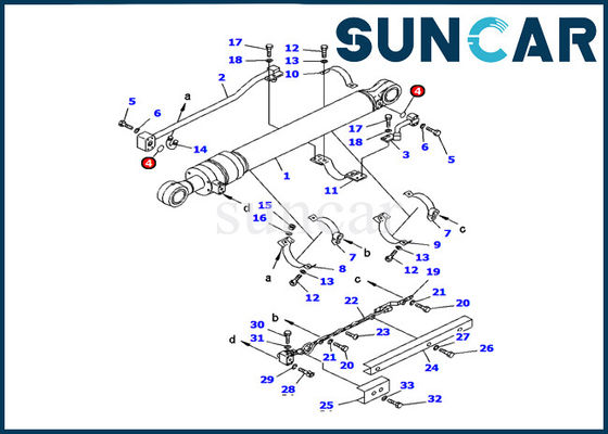 Máy xúc 707-98-28610 Bộ làm kín xi lanh thủy lực Xô PC120-6H Bộ sửa chữa bên trong Komatsu