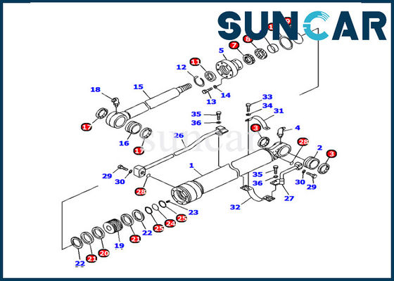 707-98-36240 Bộ niêm phong xi lanh xô Komatsu Seals PC120-6 Mẫu Bộ sửa chữa bên trong