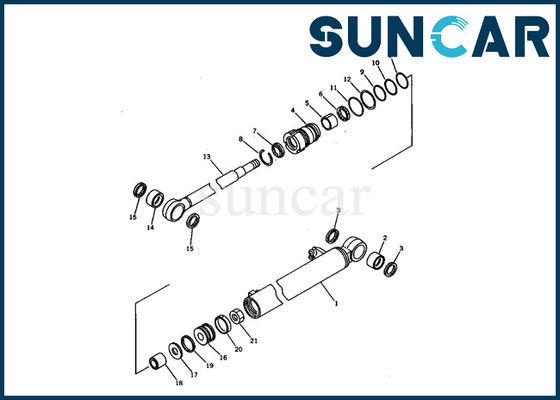 21S-63-02010 Boom Xi lanh thủy lực Assy Komatsu Seal Kit phù hợp với PC03-1 Các bộ phận bên trong máy xúc