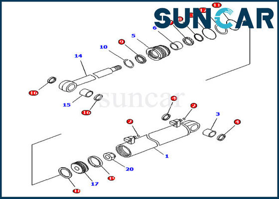 Máy xúc bánh xích Komatsu 707-99-34630 Bộ làm kín sửa chữa thang máy D61EX-15EO Bộ phận thay thế xi lanh