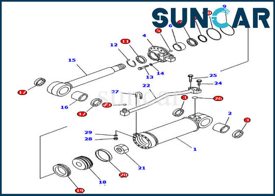 707-99-52170 Ripper Sealing Kit Bộ sửa chữa con dấu xi lanh Komatsu Phù hợp với kiểu máy D65EX-15E0