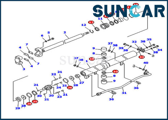 Bộ xi lanh nâng D85ESS-2 707-99-25890 Bộ dịch vụ Komatsu Bộ dụng cụ làm kín xi lanh máy ủi