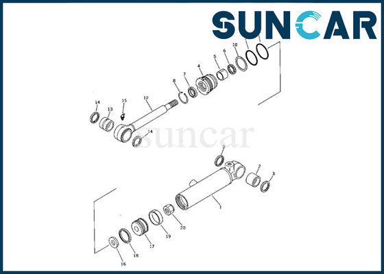 Bộ bảo dưỡng Komatsu 707-00-60340 Bộ dụng cụ làm kín xi lanh lưỡi Phù hợp với máy xúc mini PC05-5 các bộ phận bên trong