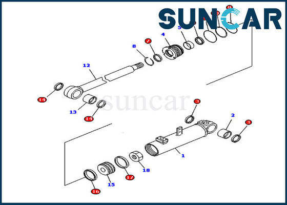 707-98-43520 Bộ làm kín thay thế xi lanh cắt lưỡi D85A-21 D85E-21 Bộ sửa chữa Komatsu