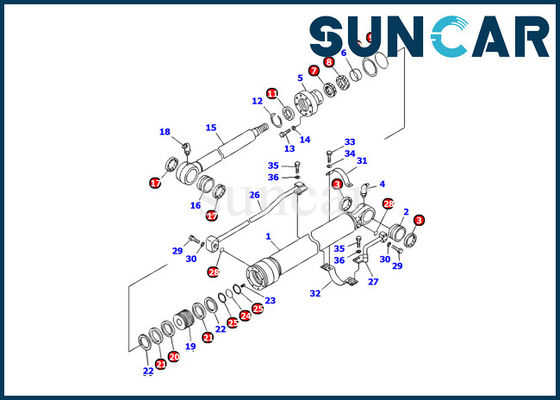 Kháng dầu 707-99-25870 Bộ làm kín xi lanh PC120-6E0 Bộ sửa chữa máy xúc Komatsu