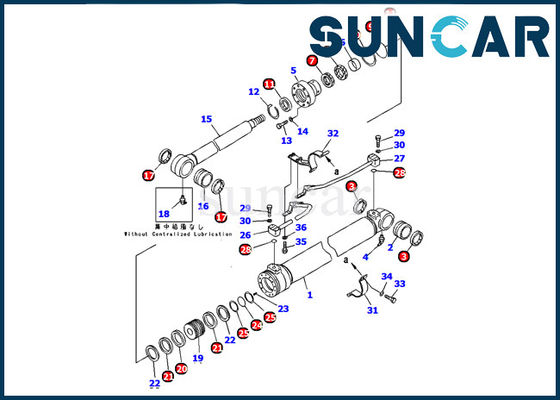 Komatsu 707-99-37300 Boom Cylinder Seal Kit Phù hợp với Máy xúc PC130-7 Bộ dịch vụ phụ tùng bên trong