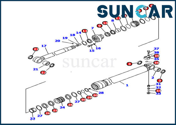 Bộ làm kín xi lanh cánh tay thủy lực Bộ dụng cụ sửa chữa máy xúc 707-99-44390 Phù hợp với Komatsu PC128US-2-AC