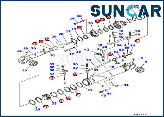 707-99-69780 Bộ làm kín xi lanh cánh tay Bộ bảo dưỡng xi lanh thủy lực Phù hợp với Máy xúc Komatsu PC1250-7