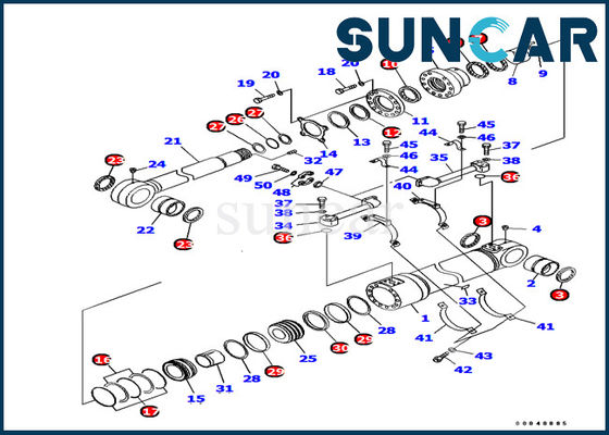 707-99-72370 Bộ làm kín xi lanh đáy cho máy xúc lật Komatsu PC1250-7 Bộ phận bên trong máy móc