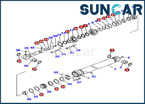 Komatsu 707-99-72380 Bộ làm kín xi lanh xô Bộ dịch vụ sửa chữa bên trong Mô hình máy xúc PC1250-7