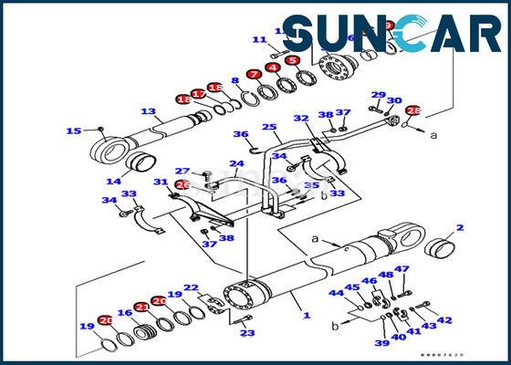 Bộ dịch vụ Komatsu 707-99-77050 Bộ làm kín xi lanh xô để thay thế máy xúc PC1250-8