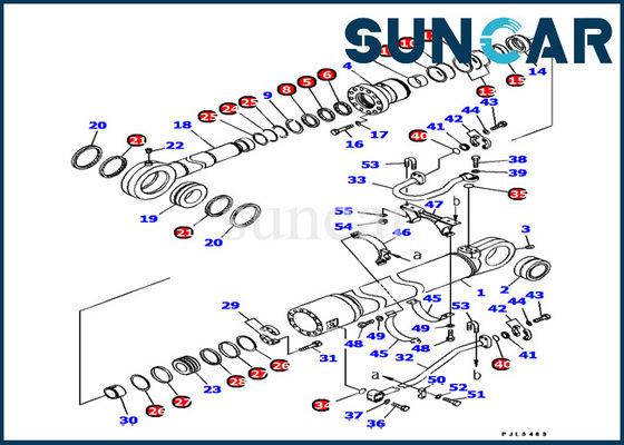 Bộ làm kín Komatsu 707-99-77190 Bộ phận bảo dưỡng xi lanh xô cho PC1250LC-8 Sửa chữa bên trong máy xúc