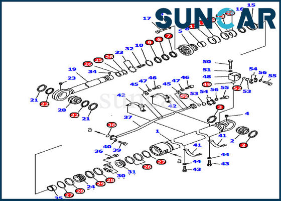 707-99-89250 Bộ làm kín xi lanh cánh tay Komatsu Phù hợp với PC1250-7 Bộ sửa chữa bên trong mô hình máy xúc