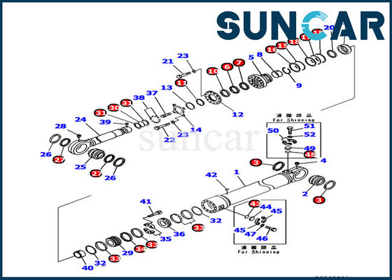 707-99-89270 Bộ niêm phong Komatsu kháng dầu PC1250-7 Bộ dịch vụ xi lanh cánh tay máy xúc