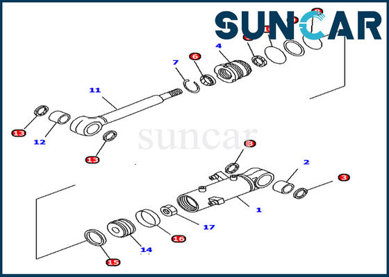 PC12R-8 Máy xúc Komatsu 707-98-11300 Bộ công cụ dịch vụ xi lanh lưỡi thủy lực Bộ niêm phong máy móc