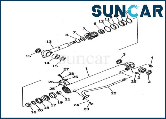 Con dấu Komatsu thủy lực 707-98-13020 PC12UU-2 Xi lanh máy xúc Bộ phận bên trong Bộ làm kín