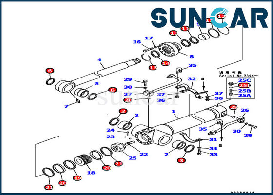 PC128UU-1 Máy xúc 707-99-38710 Bộ niêm phong xi lanh cánh tay Komatsu Thiết bị Bộ phận bên trong